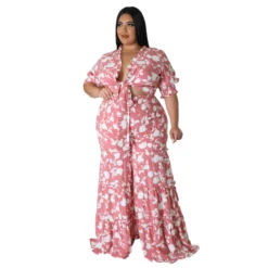 Women's Lace-Up Printed Two-Piece Suit Wide Leg Pants Plus Size 37 Women's Lace-Up Printed Two-Piece Suit Wide Leg Pants Plus Size -Plus Size Dresses Shop cc3f1134043b7adc