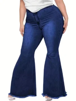 Plus Size Women Stretch Bell Bottom Denim Pants -Plus Size Dresses Shop cc6411af49fdbc4a