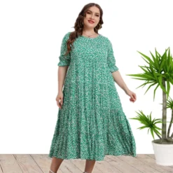 Plus Size Women Summer Short Sleeve Printed Loose Dress -Plus Size Dresses Shop cc91f04bcca504d2