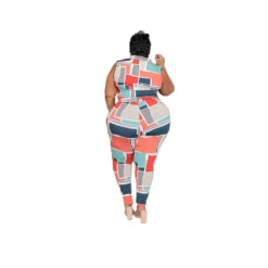 Plus Size Multi-Color Graphic-Print Slim Fit Two-Piece Set -Plus Size Dresses Shop cd88820a2734a8d3
