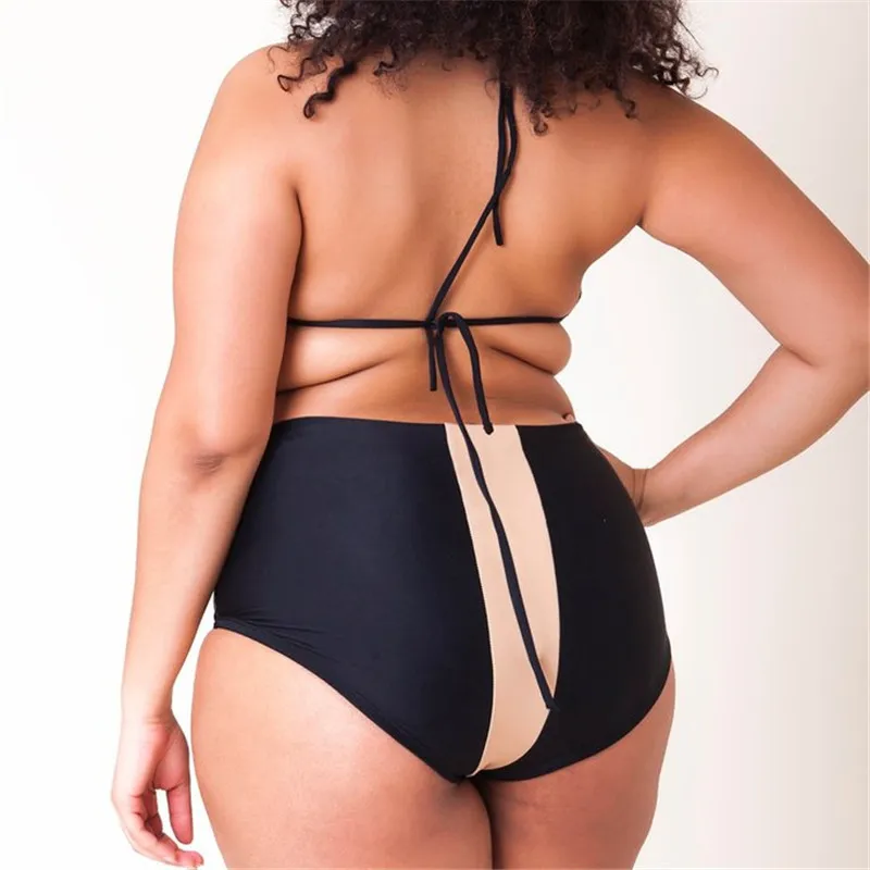 Women Two Pieces Swimsuit Plus Size Color Block High Waist Bikini Swimsuit 6 Women Two Pieces Swimsuit Plus Size Color Block High Waist Bikini Swimsuit - Image 4