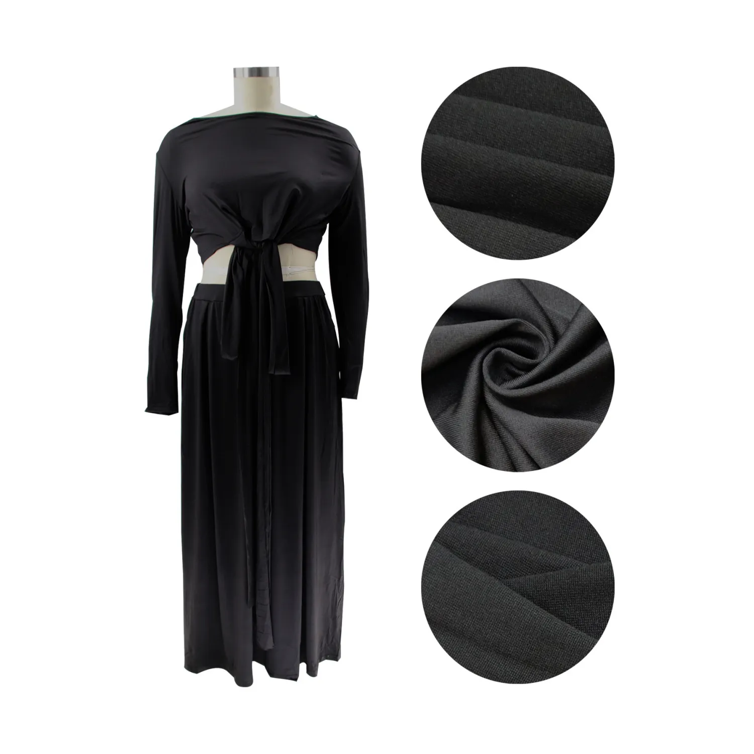 Autumn And Winter Solid Color Plus Size Women 's Fashion Casual Two Piece Skirt Set 9 Autumn And Winter Solid Color Plus Size Women 's Fashion Casual Two Piece Skirt Set - Image 7