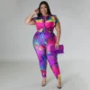 Plus Size Women's Printed Summer Short Sleeve Shirt Trousers Fashion Casual Two Piece Set -Plus Size Dresses Shop cdf13c9777f312d8