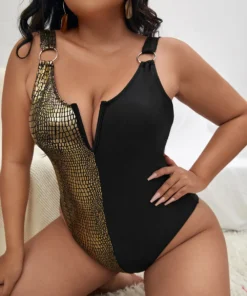Plus Size Swimsuit Color Block One Piece Swimwear -Plus Size Dresses Shop cf2b99ec23c0a33b