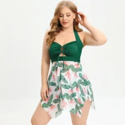 Plus Size Swimsuit Women'S Two Pieces Halter Swimming Dress Square Leg Swim Bottom Two Piece Set -Plus Size Dresses Shop cffaea3099c88590