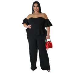 Women'S Sexy Off-Shoulder Short-Sleeve Wide-Leg Jumpsuit -Plus Size Dresses Shop d02992e347424b21