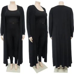 Autumn And Winter High Stretch Ribbed Three-Piece Plus Size Fashionable And Sexy Pants Set -Plus Size Dresses Shop d0557559da03783e