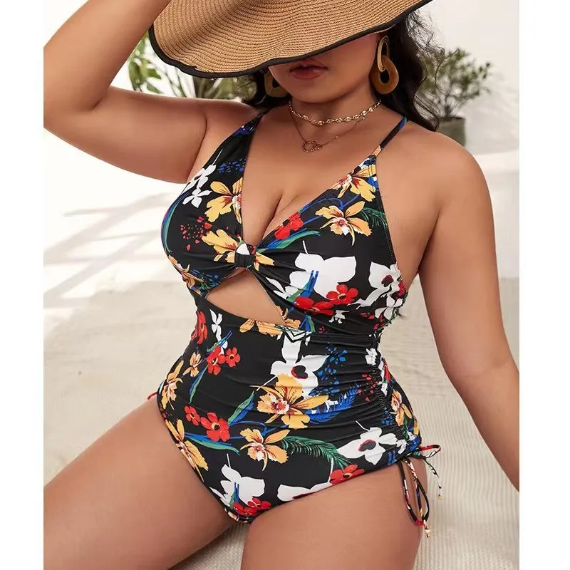 Plus Size Print Push Up Hollow Tight Fitting One Piece Women's Swimsuit 13 Plus Size Print Push Up Hollow Tight Fitting One Piece Women's Swimsuit - Image 11