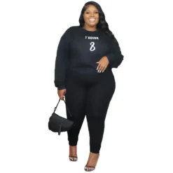 Plus Size Women's Solid Color Print Plus Size Two Piece Set -Plus Size Dresses Shop d0bdfe155368307d