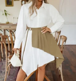 Plus Size Women Shirt Dress Two-piece Set 12 Plus Size Women Shirt Dress Two-piece Set -Plus Size Dresses Shop d0c9aaa62ac904e5