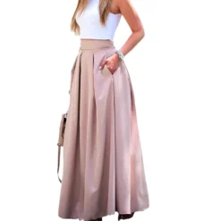 Plus Size Women Solid Casual Loose Skirt -Plus Size Dresses Shop d10d87163d27d372
