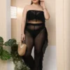 Plus Size Women Beach Holidays Beach Sexy See-Through Mesh Top And Ruffle Pants Two-piece Set -Plus Size Dresses Shop d16d41a0f47fc6d8
