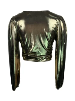 Fashionable Plus Size Women's V-Neck Long Sleeve Gathered Slim Waist Balloon Sleeve Top -Plus Size Dresses Shop d1c295bdc69686ce