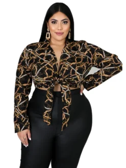 Plus Size Women Leopard Tie Shirt -Plus Size Dresses Shop d1cab59601f2d08d