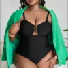Solid Color Deep V Sexy Hollow Plus Size One-piece Swimsuit -Plus Size Dresses Shop d20d4293055c91b4