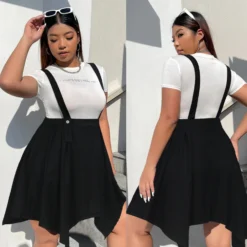 Women Spring Summer Chic Fresh And Simple Style Irregular Hem Suspender Skirt Plus Size Skirt -Plus Size Dresses Shop d4d49a50a8621760