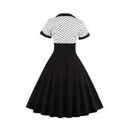 Plus Size Polka Dot Square Neck Vintage Slim Waist Short Sleeve High Waist Swing Dress -Plus Size Dresses Shop d593abd4734938cf