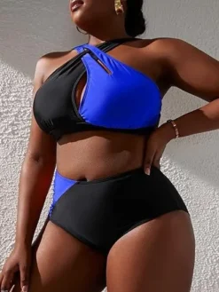 Plus Size Women Color Block Two Pieces Swimwear 22 Plus Size Women Color Block Two Pieces Swimwear -Plus Size Dresses Shop d59afbb96a73f168