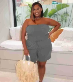 Women's Solid Strapless Plus Size Casual Jumpsuit -Plus Size Dresses Shop d5ac0d8d460e927c