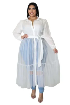 Plus Size Women'S Chiffonmesh Ruched Top Casual Long Sleeve Dress -Plus Size Dresses Shop d5afb5727a0b26e3