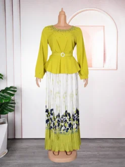 Plus Size African Women Chic Top+ Printed Pleated Skirt Two-piece Set -Plus Size Dresses Shop d6c4045b3d0d5438