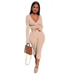 Autumn And Winter Plus Size Women's Solid Color Long Sleeve 7-Point Pants Sexy Casual Two Piece Set 29 Autumn And Winter Plus Size Women's Solid Color Long Sleeve 7-Point Pants Sexy Casual Two Piece Set -Plus Size Dresses Shop d721adb6d06b8eba