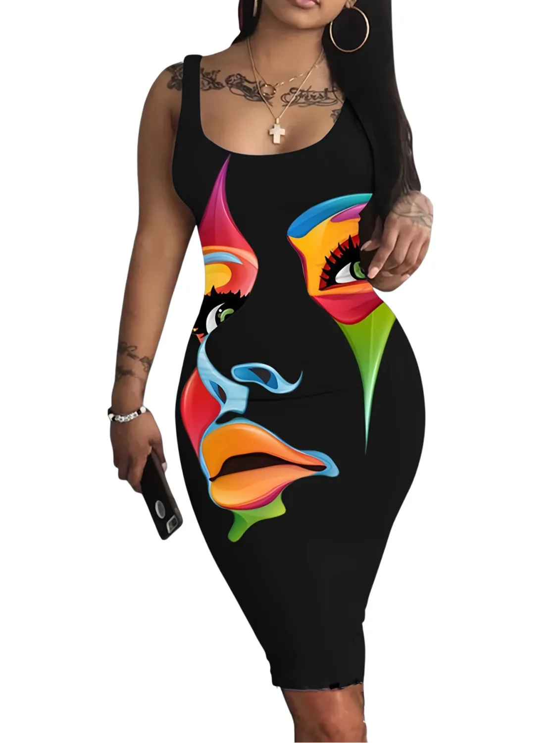 Sling Printed Fashion Plus Size Bodycon Dress 5 Sling Printed Fashion Plus Size Bodycon Dress - Image 3