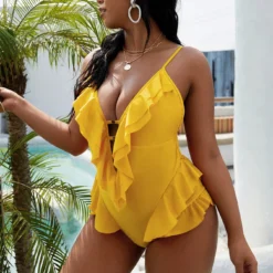 Plus Size Women Solid Skirt Backless One Piece Swimwear -Plus Size Dresses Shop d7cddc25772d1947