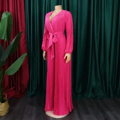 Summer V-Neck Sexy Lace-Up Pleated Wide Leg Plus Size Jumpsuit -Plus Size Dresses Shop d836e727fb286528