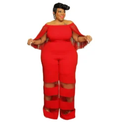 Women'S Off Shoulder Mesh Patchwork Sexy Casual Chic Plus Size Jumpsuit -Plus Size Dresses Shop d87924a9893b1219