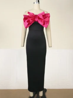 Contrast Bow Dress Sexy Strapless Sleeveless Formal Party Evening Dress -Plus Size Dresses Shop d935c901cc125d66