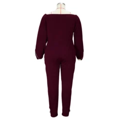Fall Winter Plus Size Women's Sexy Fashion Solid Color Zipper Off Shoulder Jumpsuit -Plus Size Dresses Shop d93d60d7ac351a01