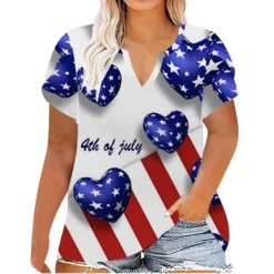 Plus Size Women Printed Summer Short Sleeve V-Neck T-Shirt -Plus Size Dresses Shop d9f752540def9d9c
