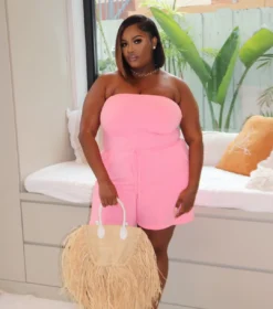 Women's Solid Strapless Plus Size Casual Jumpsuit -Plus Size Dresses Shop da096b9b23d0b0dd