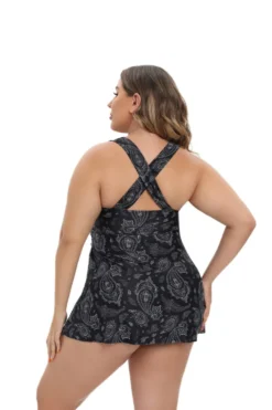 Plus Size Women Black And White Print Dress Swimwear Two Pieces -Plus Size Dresses Shop da2daa805cdb2d07