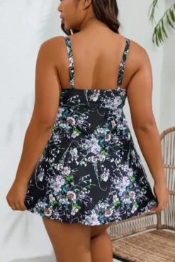 Strap Floral Plus Size Women's Bikini Slim Fit Two Pieces Swimsuit