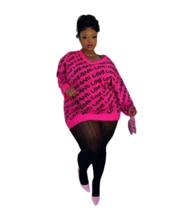 Plus Plus Size Women's Knitting Letter Ripped Sweater Maxi Sweater -Plus Size Dresses Shop db6446ccf6f20404