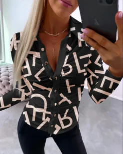 Plus Size Women Fall Sexy V-Neck Printed Shirt -Plus Size Dresses Shop db6bf9552373eaf2