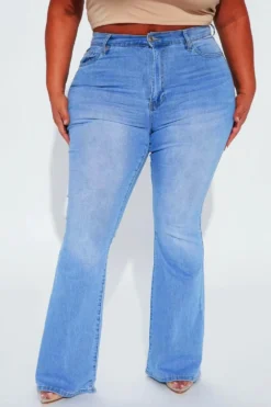 Summer Plus Size Women Embroidered Stretch Bell Bottom Denim Trousers -Plus Size Dresses Shop db88114b465651f5