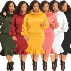 Fashion Casual Sport Mermaid Fall Winter Hoodies Skirt Set Plus Size 21 Fashion Casual Sport Mermaid Fall Winter Hoodies Skirt Set Plus Size -Plus Size Dresses Shop dc04801f158c7911