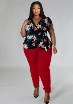 Ladies Printed V-Neck Top And Pant Casual Two-Piece Set 19 Ladies Printed V-Neck Top And Pant Casual Two-Piece Set -Plus Size Dresses Shop dd3638d2b5ab6792