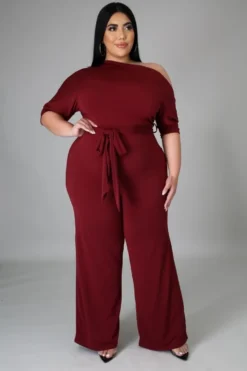 Summer Plus Size Burgunry Slash Shoulder Formal Jumpsuit -Plus Size Dresses Shop dd70dbda0ff185d9