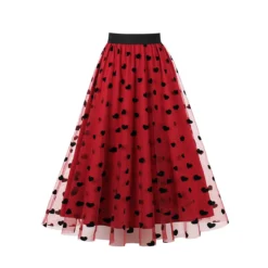 Plus Size Retro Tutu Skirt Elastic High Waist Mesh Skirt Mid-Length Printed Skirt -Plus Size Dresses Shop de2430adf07a3aab