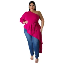 Women Style Irregular One Shoulder Long Sleeve Sexy Top -Plus Size Dresses Shop de646f711c0657df