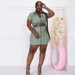 Plus Size Women Printed Button Top And Pocket Skirt Two-Piece Set 32 Plus Size Women Printed Button Top And Pocket Skirt Two-Piece Set -Plus Size Dresses Shop de8ed682f4283a0a