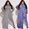 Plus Size Women's Long Autumn Print Fake Two-Piece Jumpsuit -Plus Size Dresses Shop decc6d572664898f