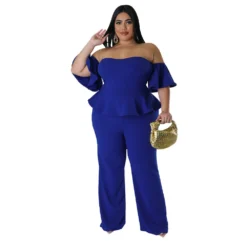 Women'S Sexy Off-Shoulder Short-Sleeve Wide-Leg Jumpsuit -Plus Size Dresses Shop df10ba92d503059b