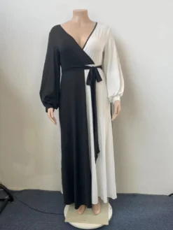 Plus Size Women Sexy V-Neck Color Block Long Sleeve Dress 14 Plus Size Women Sexy V-Neck Color Block Long Sleeve Dress -Plus Size Dresses Shop df36ae9207039b79