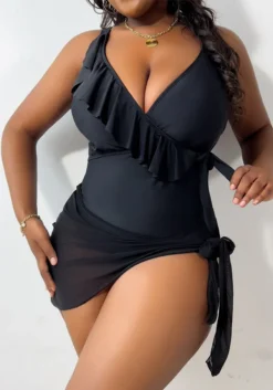 Women's Plus Size Ruffled One Piece Swimsuit Mesh Skirt Set -Plus Size Dresses Shop dffdaaf2c704753a