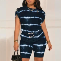 Sexy Print Trim Contrast Patchwork Two-Piece Set -Plus Size Dresses Shop e02fa5ba991ac067